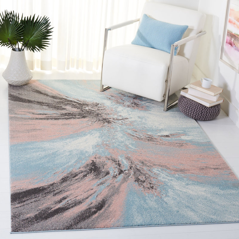 Orren Ellis Donnovan Abstract Pink/Blue/Gray Area Rug & Reviews Wayfair